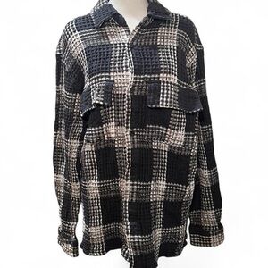 PacSun Plaid Crinkle Button Up Long Sleeve Shirt Men’s
